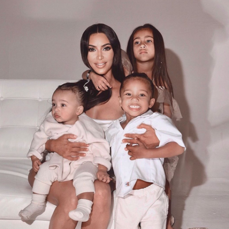 Kim Kardashian in a frame with her kids.
